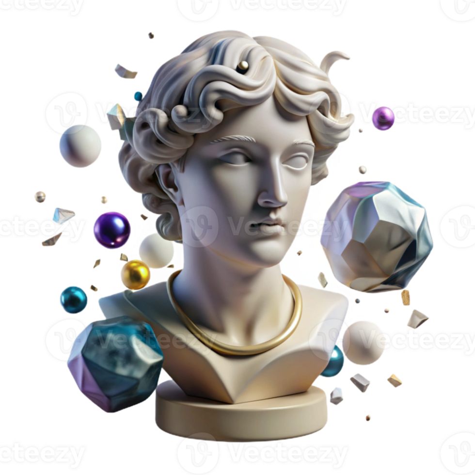 wonderful artistic Classical Bust Sculpture Cutout with Marble Texture premium png