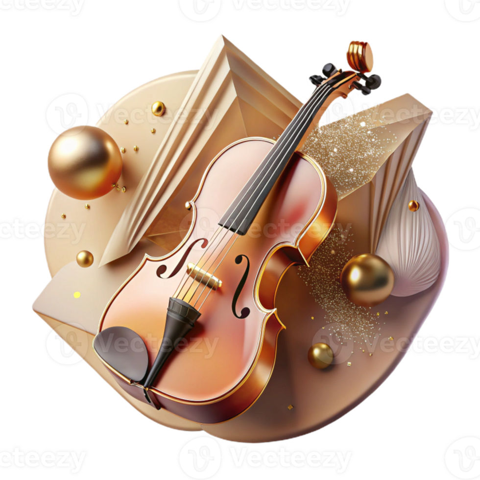 wonderful traditional Classical Violin Cutout Front View with Warm Lighting genuine png