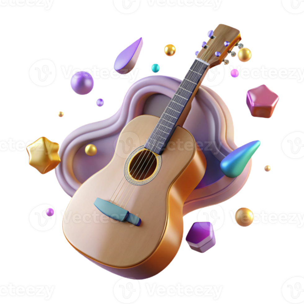 dramatic classic Classic Guitar Front View Isolated premium png