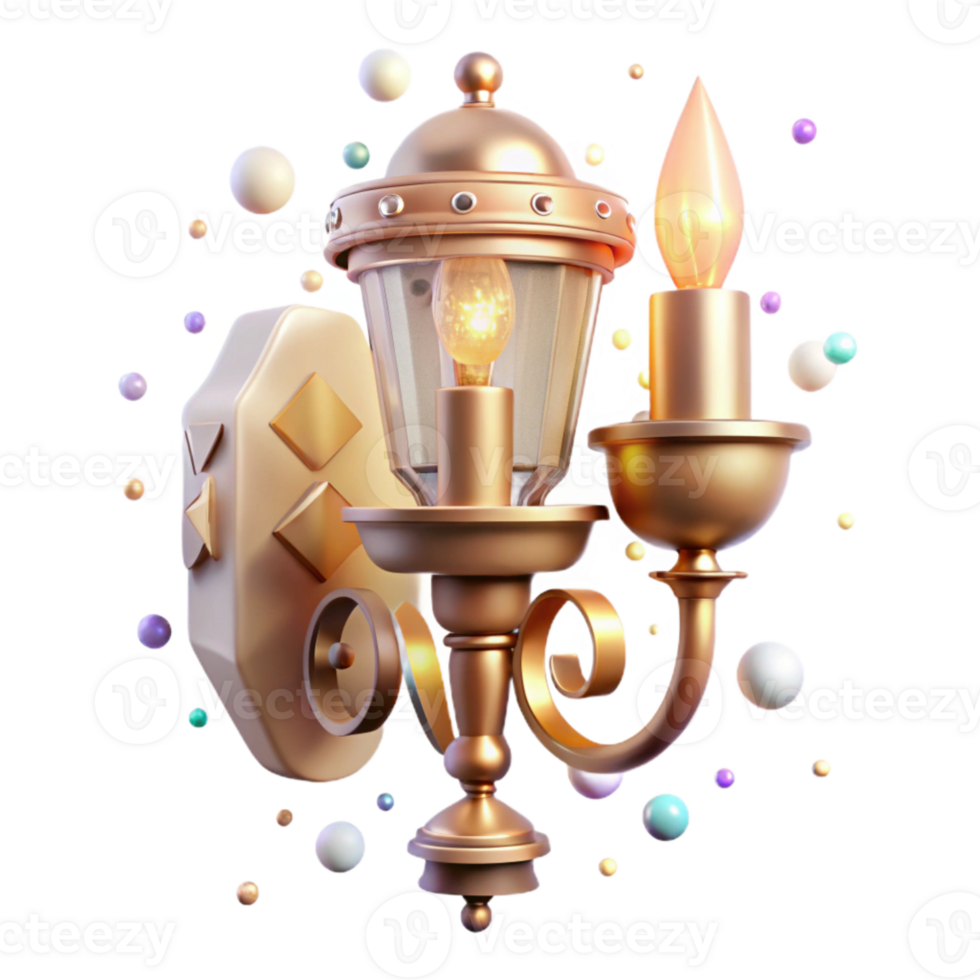 dramatic artistic Classic Light Sconce with Decorative Base Isolated exclusive png