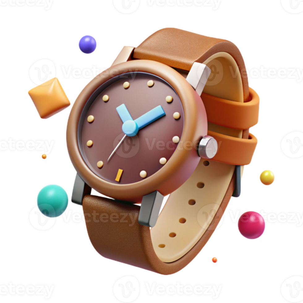 wonderful abstract Classic Wristwatch with Leather Strap Isolated Element professional png