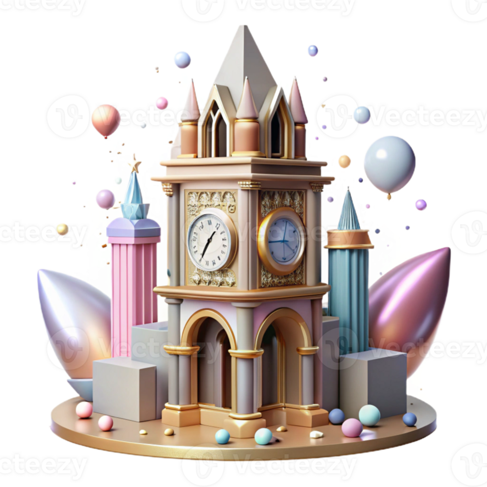 wonderful traditional Clock Tower Cutout with Gothic Architecture premium png