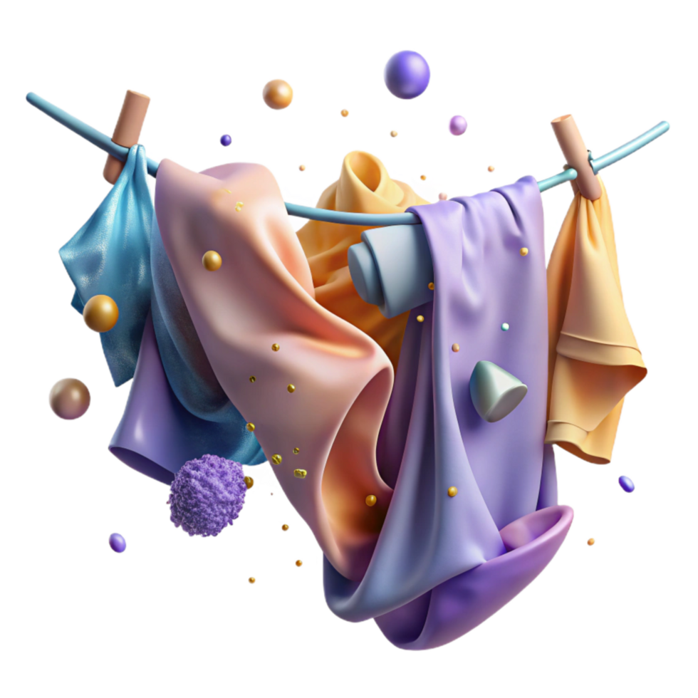 stunning modern Clothes on Clothesline Billowing in Wind Isolated professional png