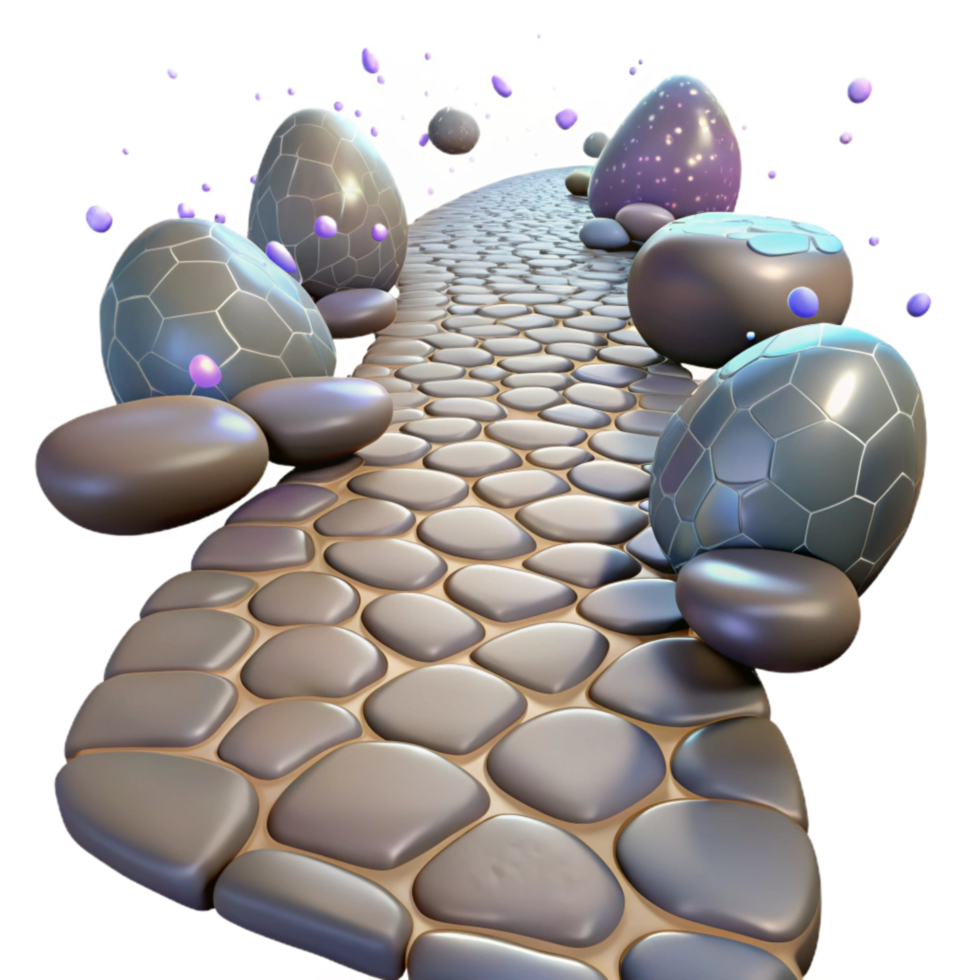 impressive minimalist Cobblestone Street Cutout with Gray Stones detailed png