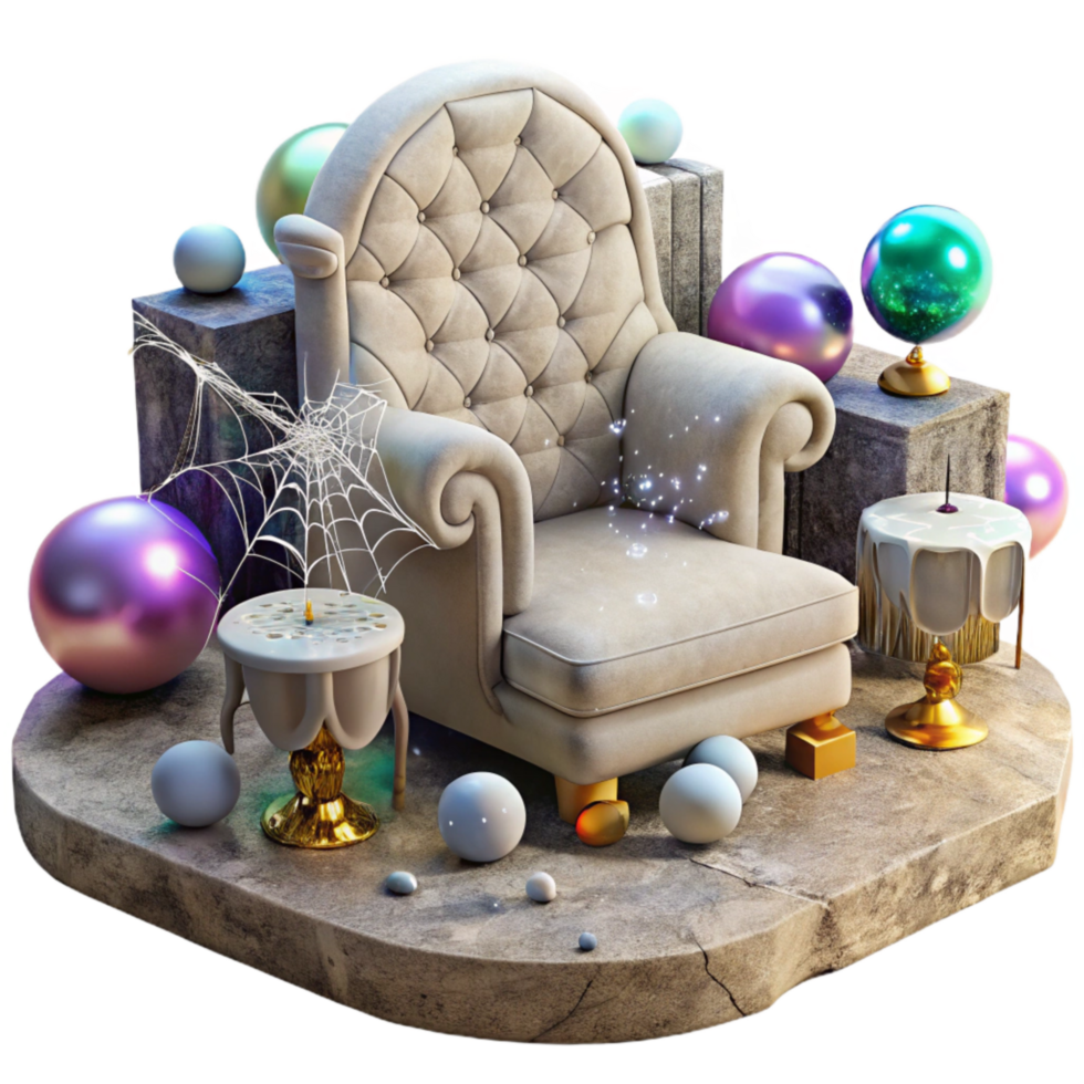 stunning artistic Cobweb Covered Furniture Isolated with Dusty Texture professional png
