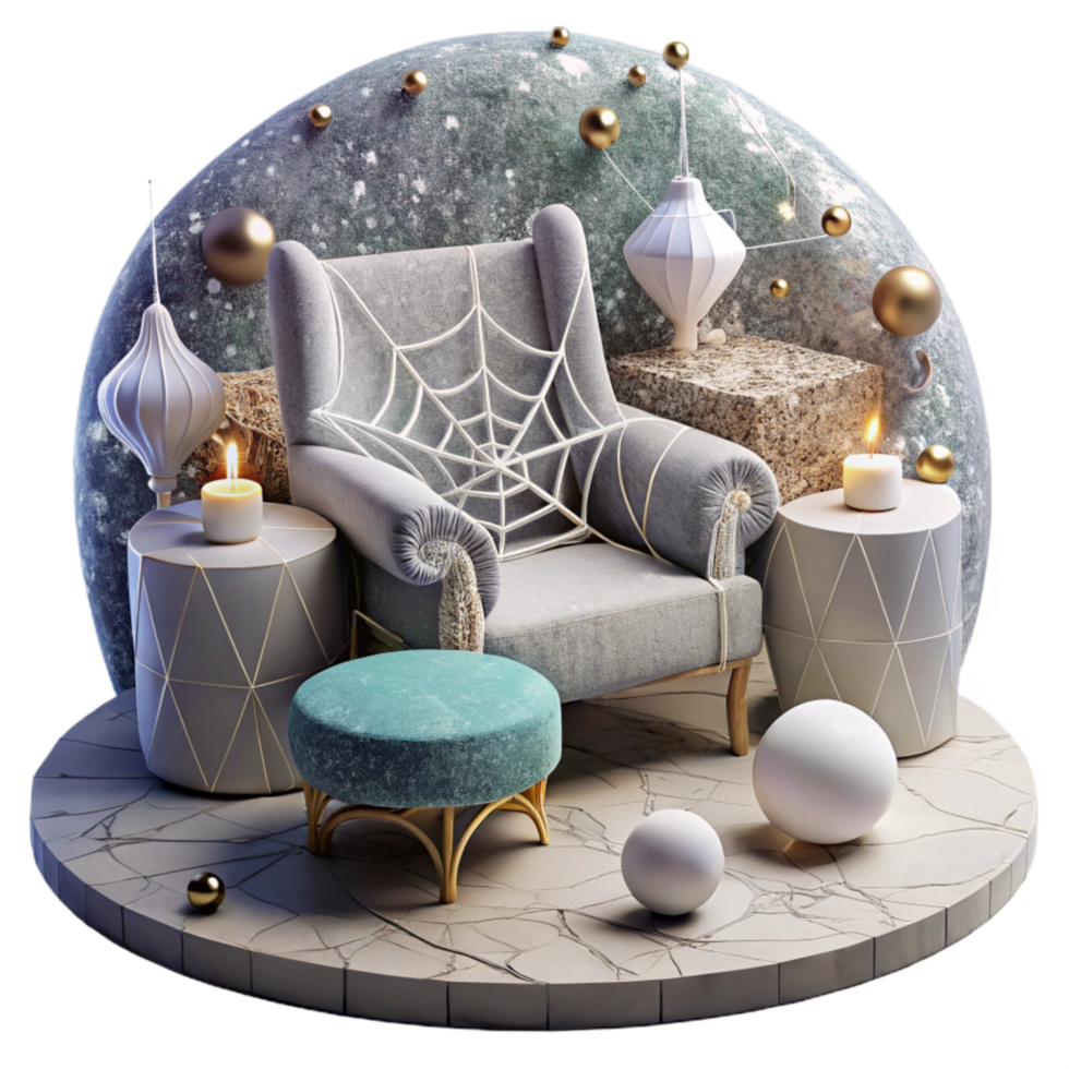 beautiful creative Cobweb Covered Furniture Isolated with Dusty Texture exclusive png