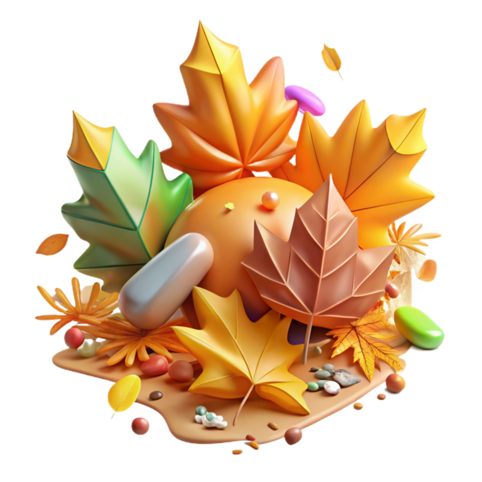 extraordinary creative Colorful Autumn Leaves Pile Isolated on White original png