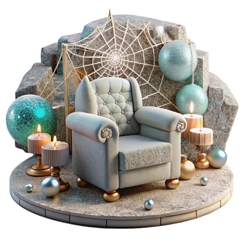 beautiful modern Cobweb Covered Furniture Isolated with Dusty Texture high resolution png