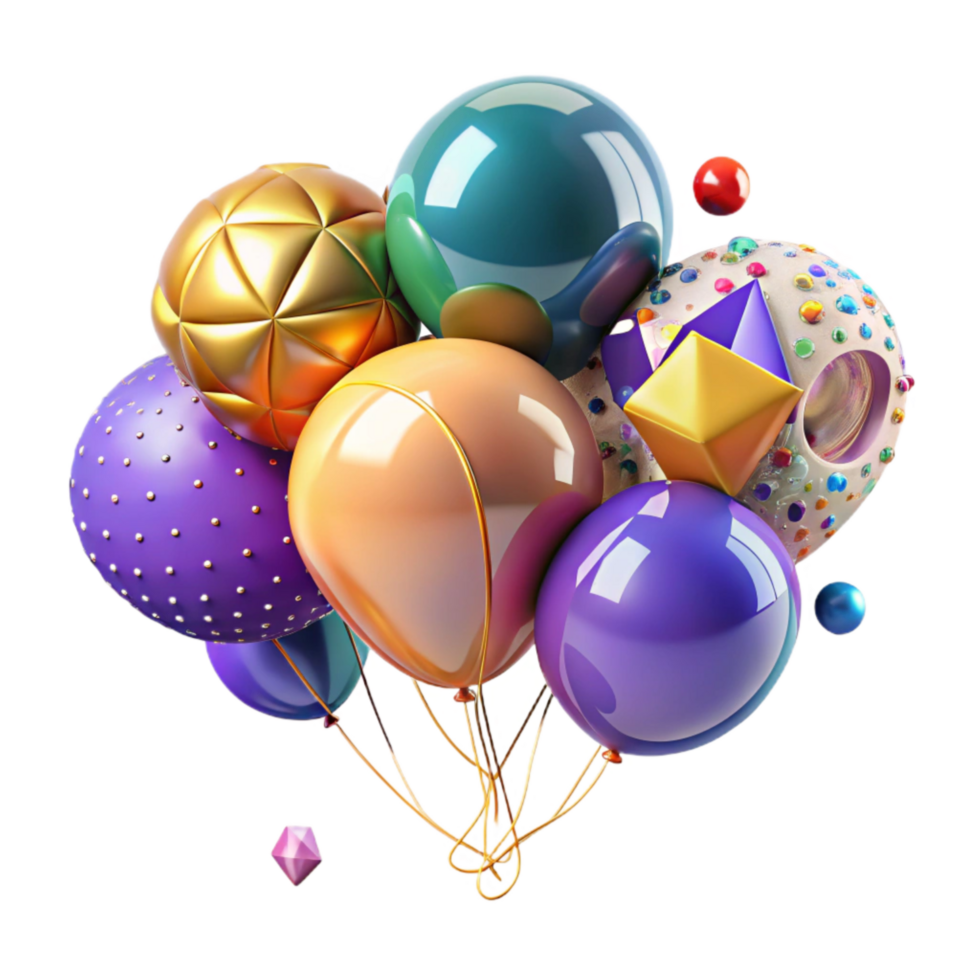 magnificent rustic Colorful Balloons Bunch Cutout with Transparent Background detailed png