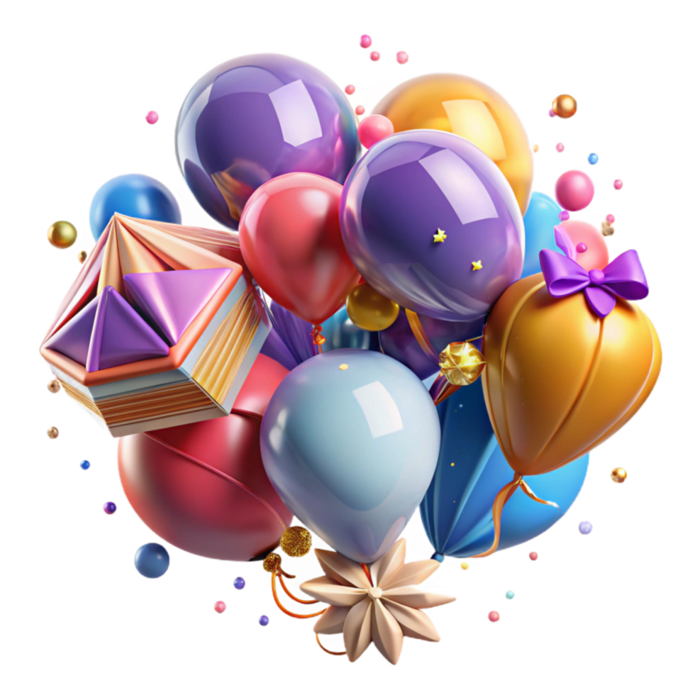 vibrant artistic Colorful Balloons Bunch Cutout with Transparent Background high quality png