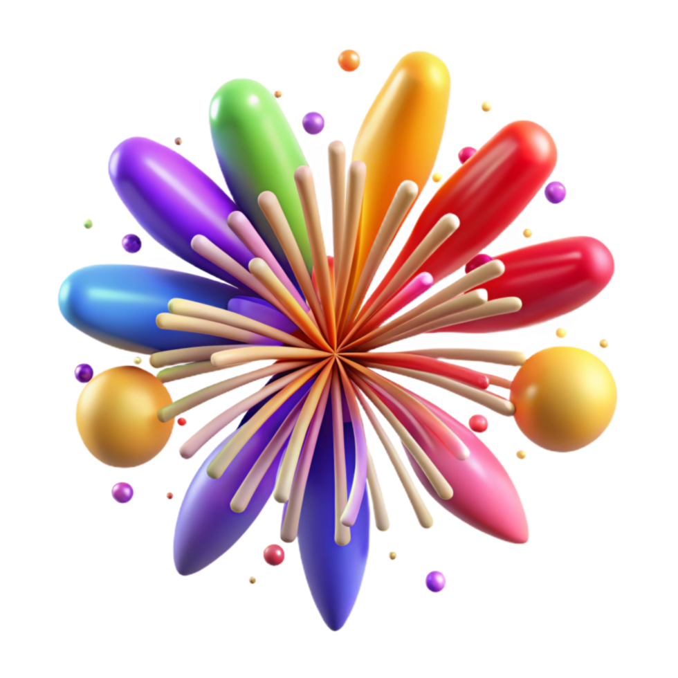serene minimalist Colorful Fireworks Burst Celebration Isolated professional png