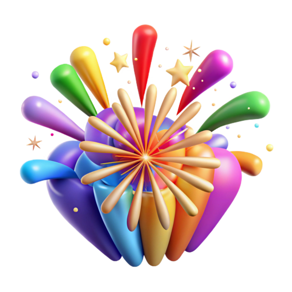 extraordinary modern Colorful Fireworks Burst in Sky Isolated Transparent Background detailed png