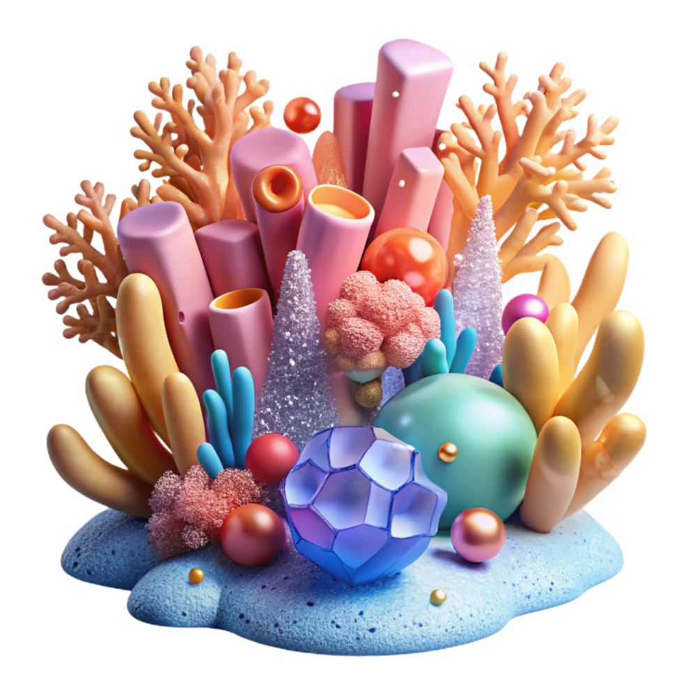 stunning minimalist Colorful Coral Reef Underwater Scene Transparent Background original png