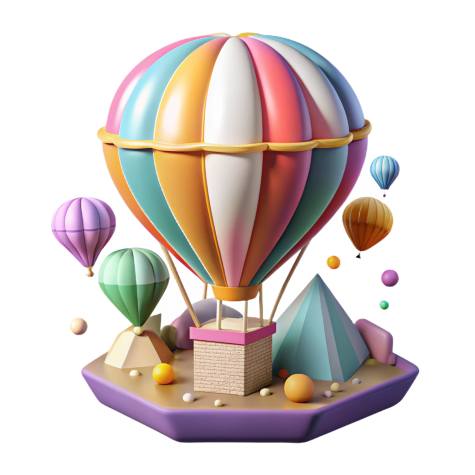dramatic rustic Colorful Hot Air Balloon Isolated Element exclusive png