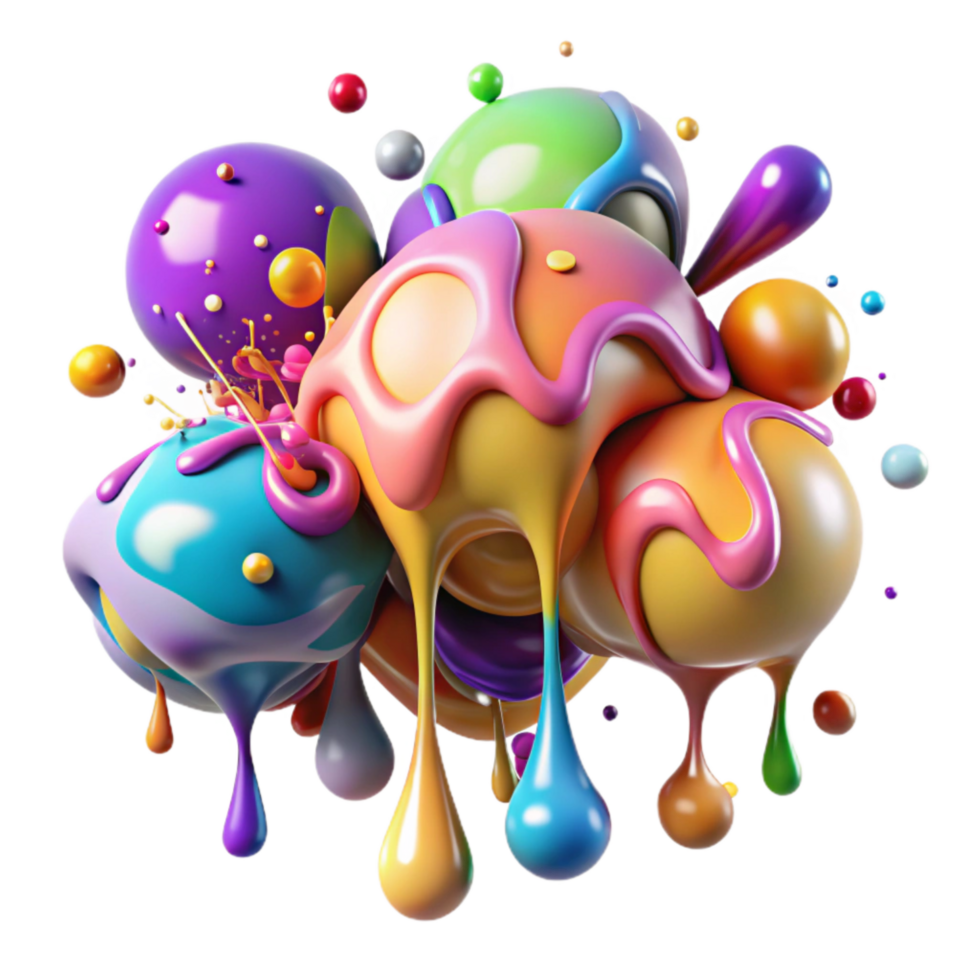 dramatic modern Colorful Paint Splatters and Drips Cutout detailed png