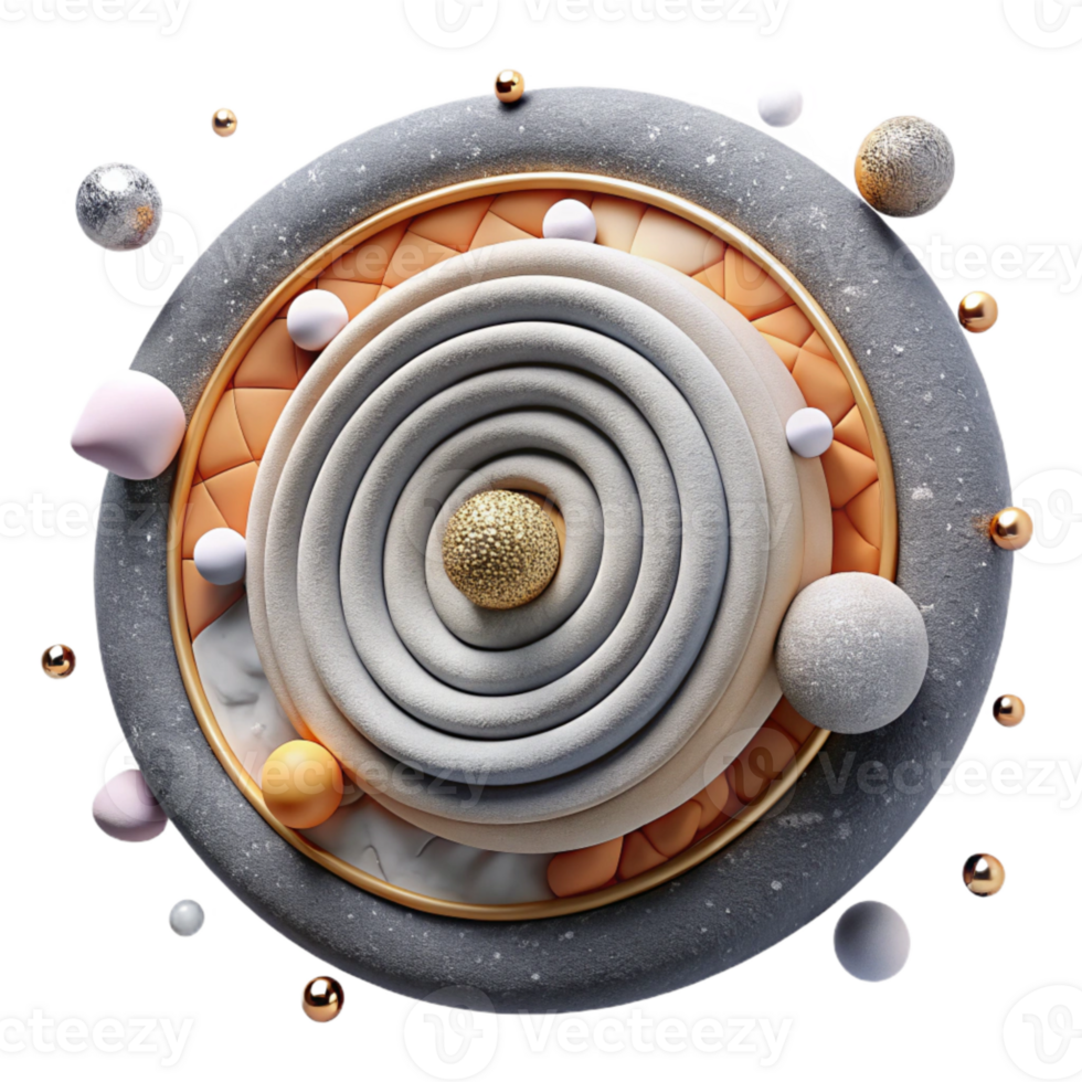 serene minimalist Concentric Circles of Thread Isolated Target Design detailed png