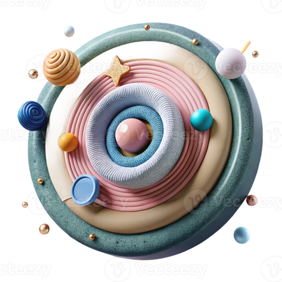 serene vintage Concentric Circles of Thread Isolated Target Design detailed png