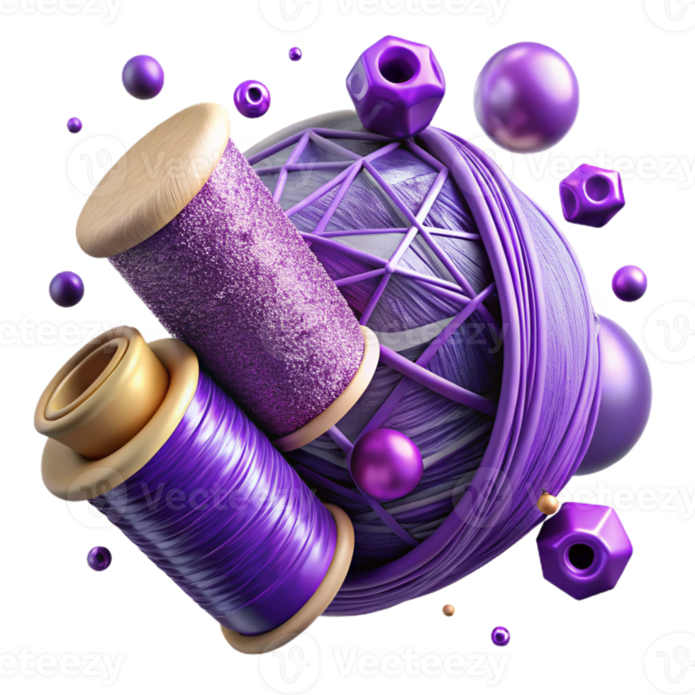 impressive creative Connected Purple Threads Isolated with Depth of Field genuine png