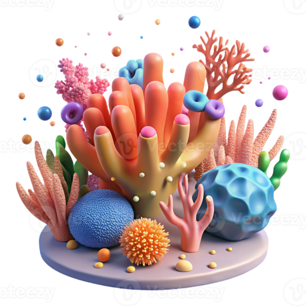 serene classic Coral Reef Ecosystem Transparent Background with Colorful Corals high quality png