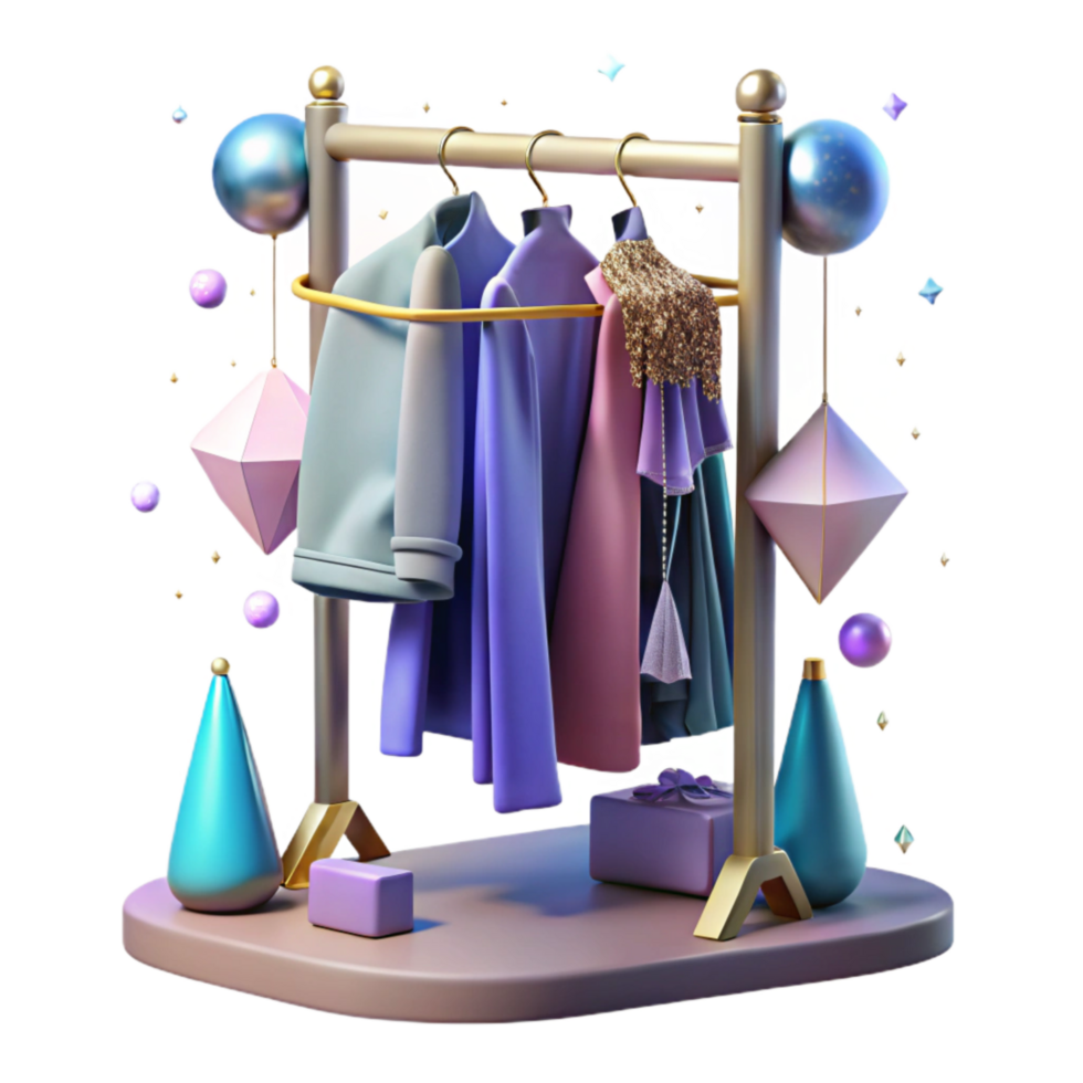 wonderful traditional Costume Rack Transparent Background with Hanging Clothes original png