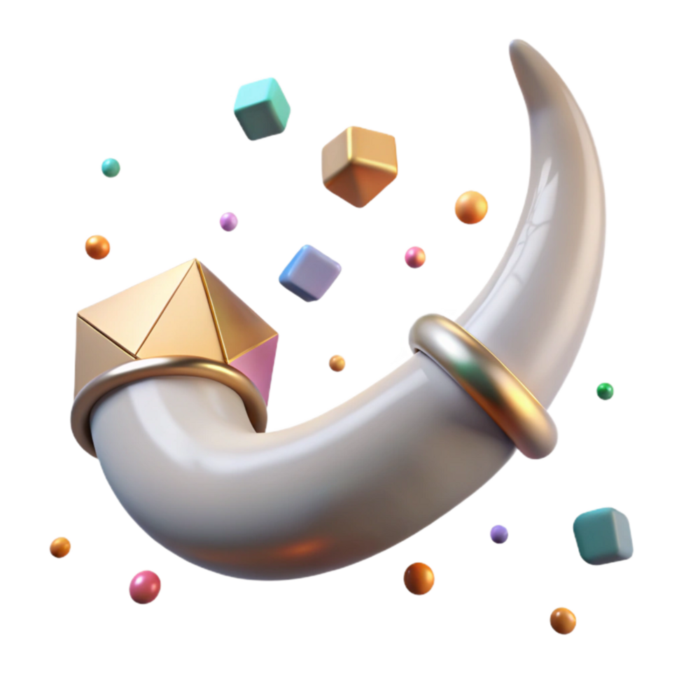 impressive minimalist Cow Horn Curved Shape Transparent Background high resolution png