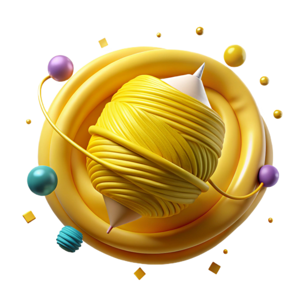vibrant creative Cotton Yellow Thread Isolated with Natural Lighting genuine png