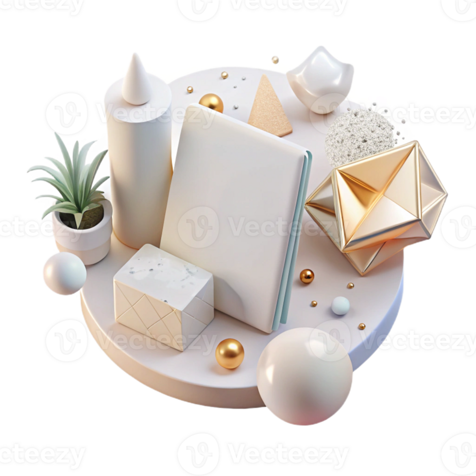 beautiful classic Minimalist White Desk Top View Isolated Element premium png