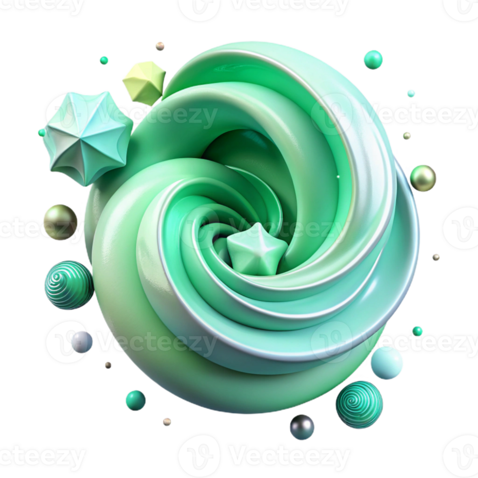 impressive classic Mint Green Abstract Swirls Isolated with Transparent Background and Refreshing Vibe high quality png