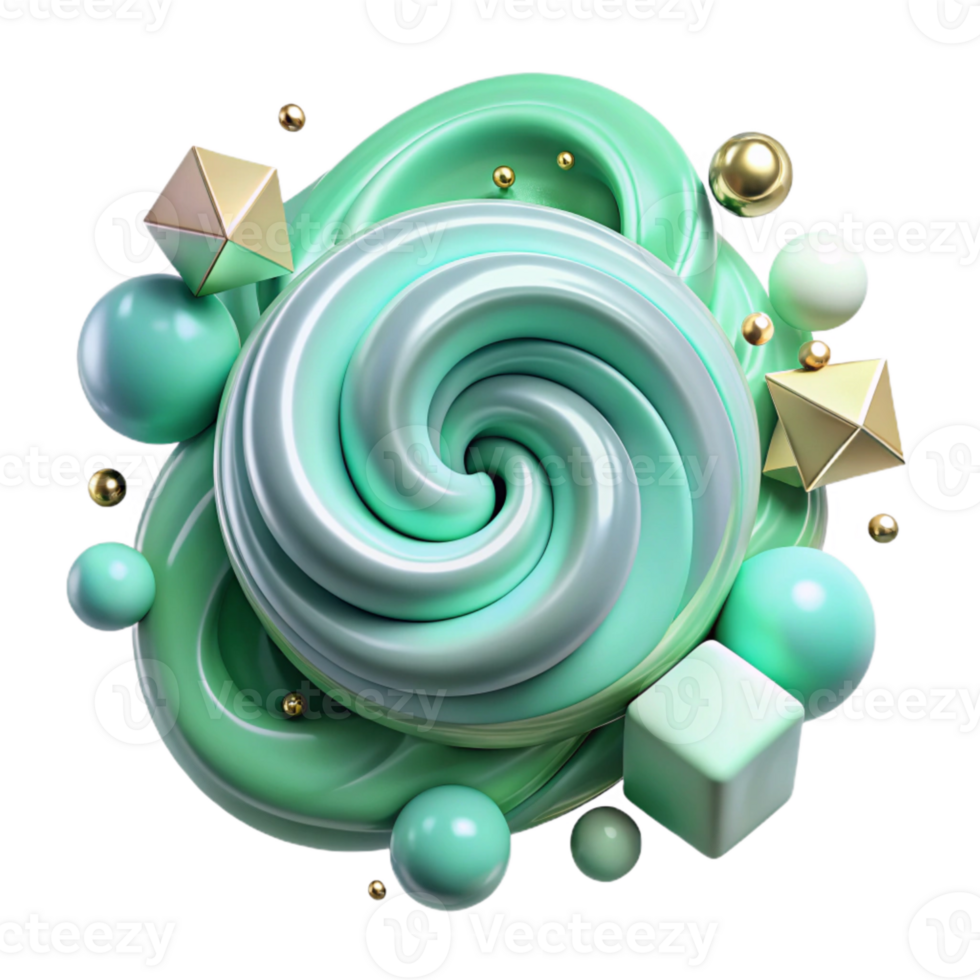 wonderful contemporary Mint Green Abstract Swirls Isolated with Transparent Background and Refreshing Vibe exclusive png
