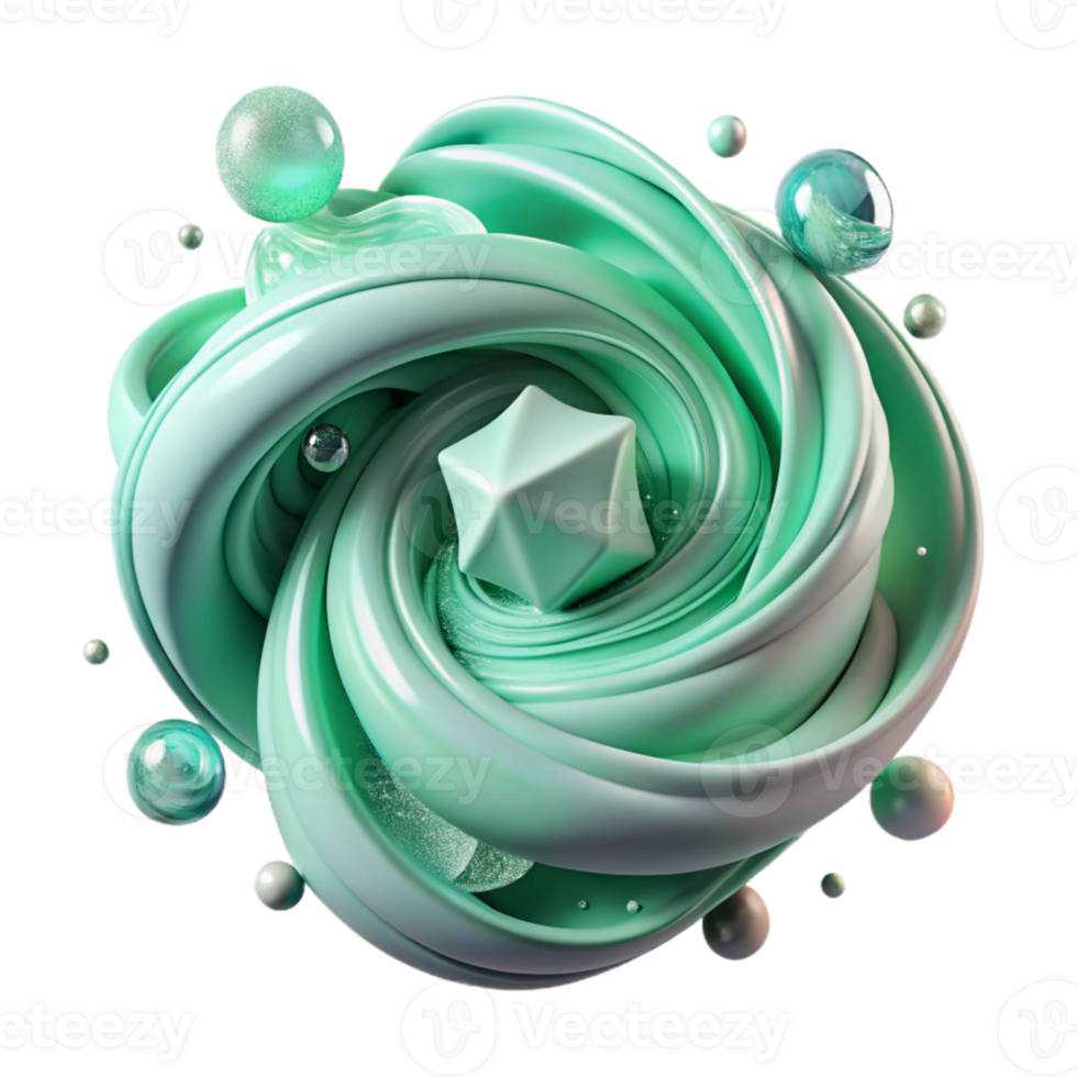 wonderful artistic Mint Green Abstract Swirls Isolated with Transparent Background and Refreshing Vibe authentic png
