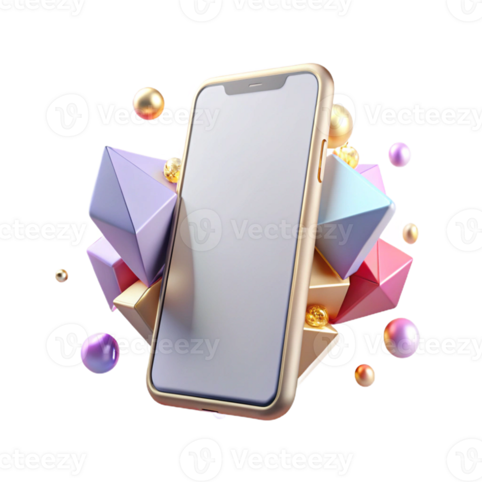 beautiful abstract Mobile Phone Front View with Blank Screen Isolated exclusive png