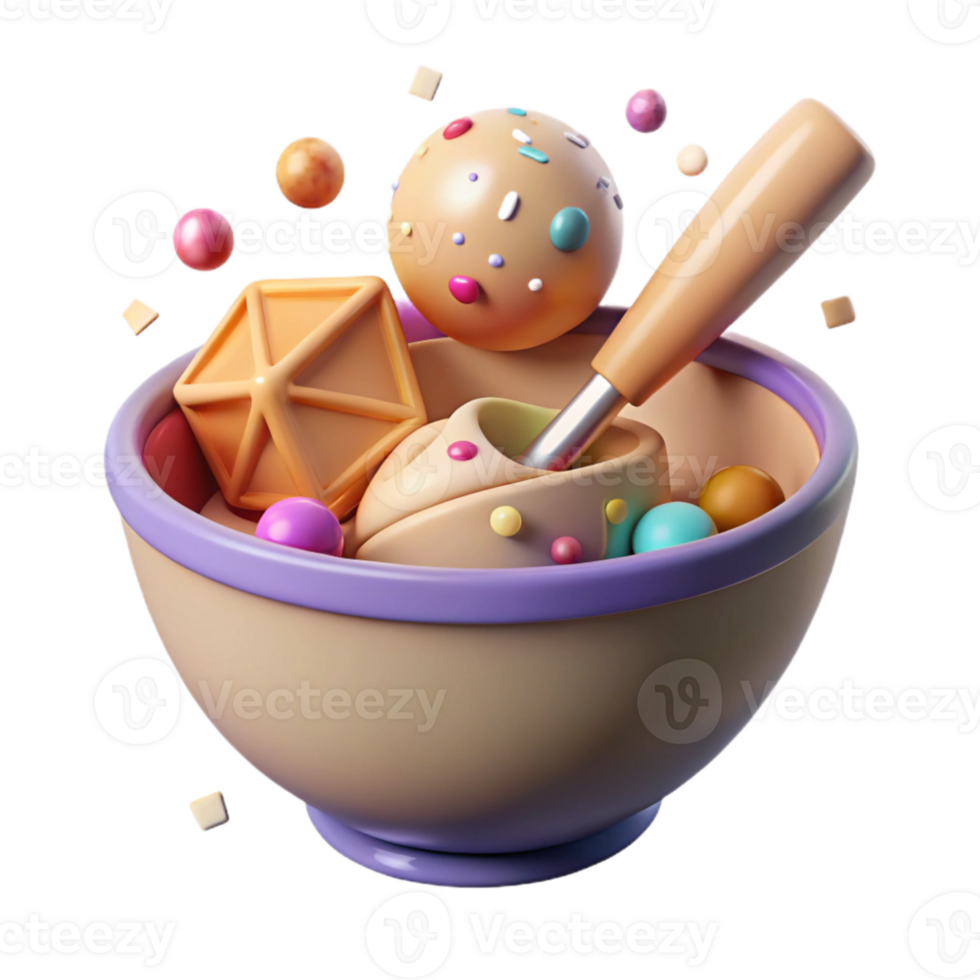 elegant abstract Mixing Bowl with Batter Isolated on Transparent Background exclusive png