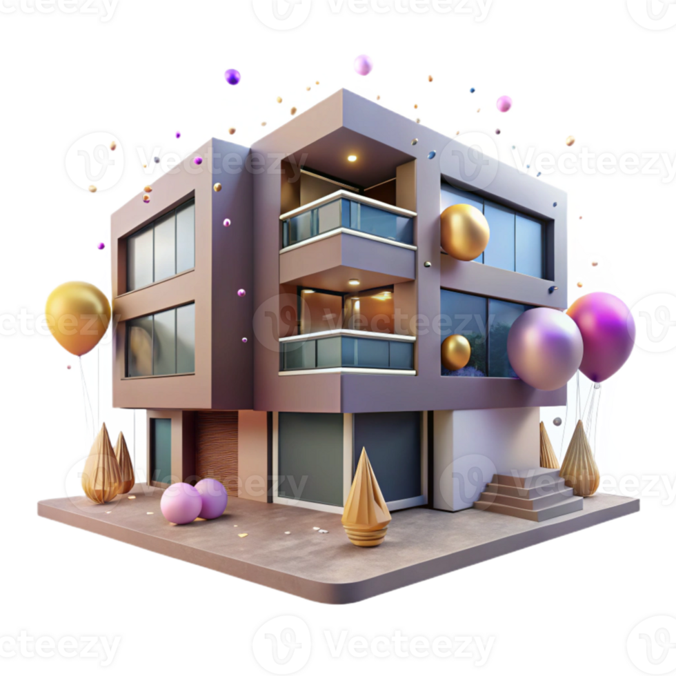 dramatic artistic Modern Apartment Building Exterior Isolated exclusive png