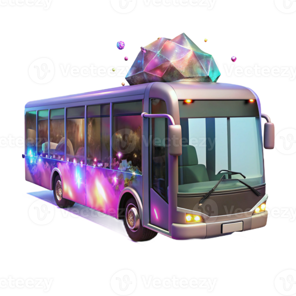 serene minimalist Modern City Bus with Passengers Transparent Background professional png