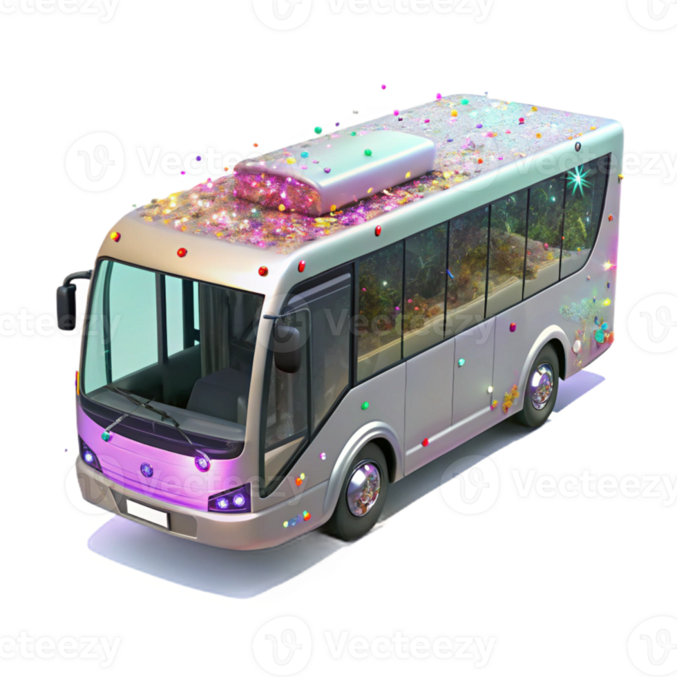 magnificent classic Modern City Bus with Passengers Transparent Background png