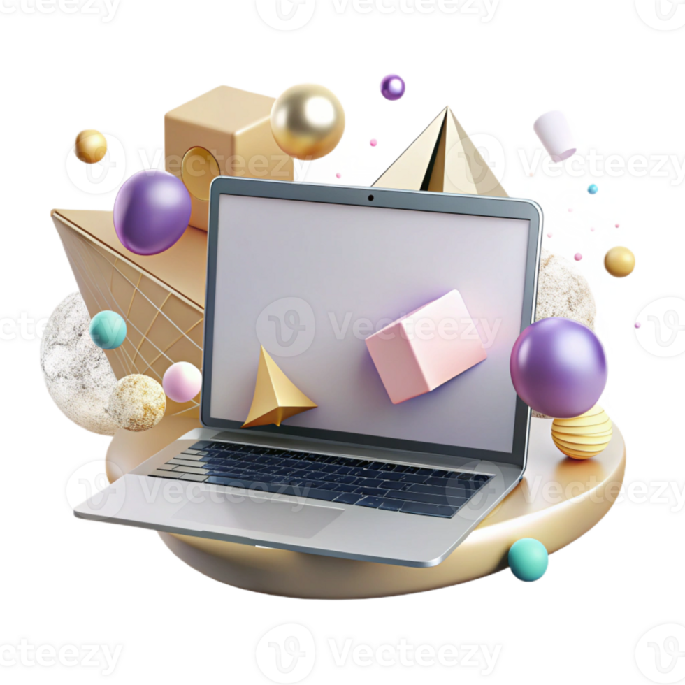 wonderful rustic Modern Laptop with Blank Screen Front View Cutout premium png