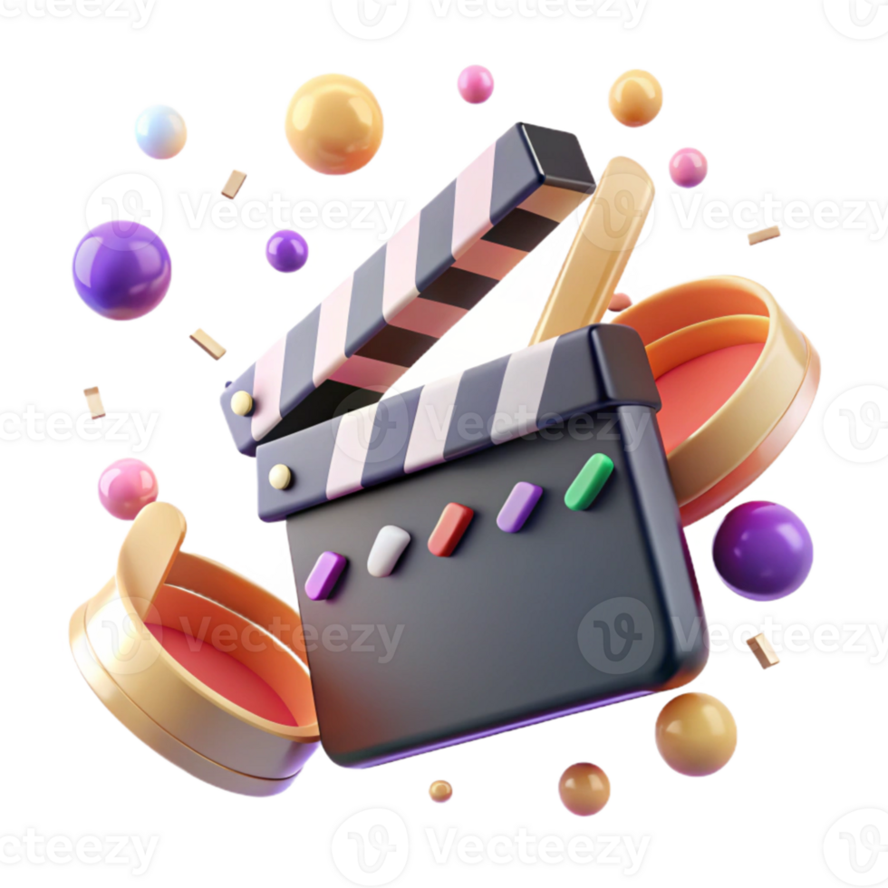 beautiful abstract Movie Clapperboard Open Ready Isolated high resolution png