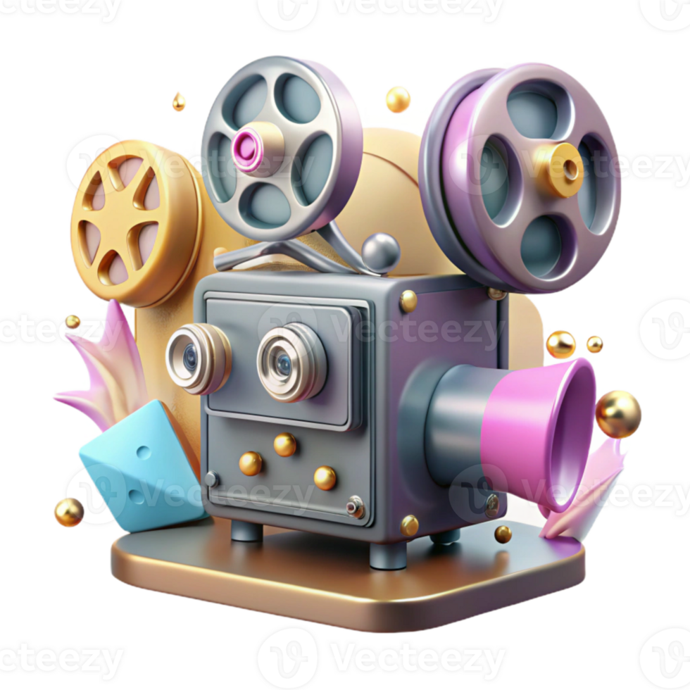 stunning abstract Movie Projector Vintage Design Transparent Background high resolution png