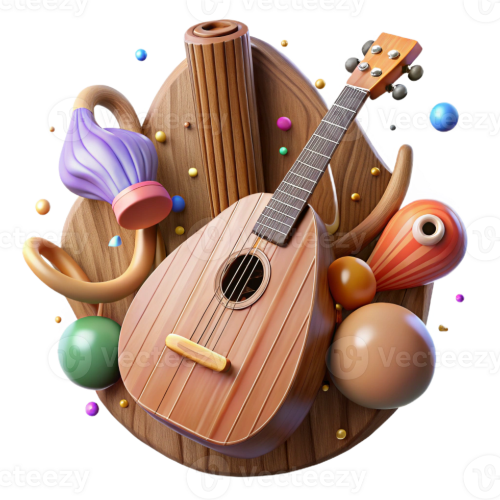 beautiful creative Musical Instrument Isolated Element with Wood Grain original png