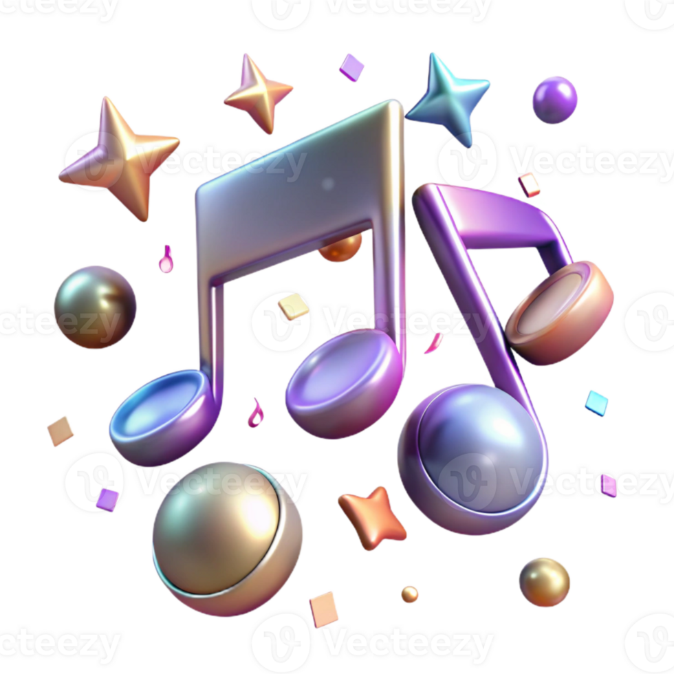 dramatic abstract Music Notes Cutout on Transparent Background detailed png