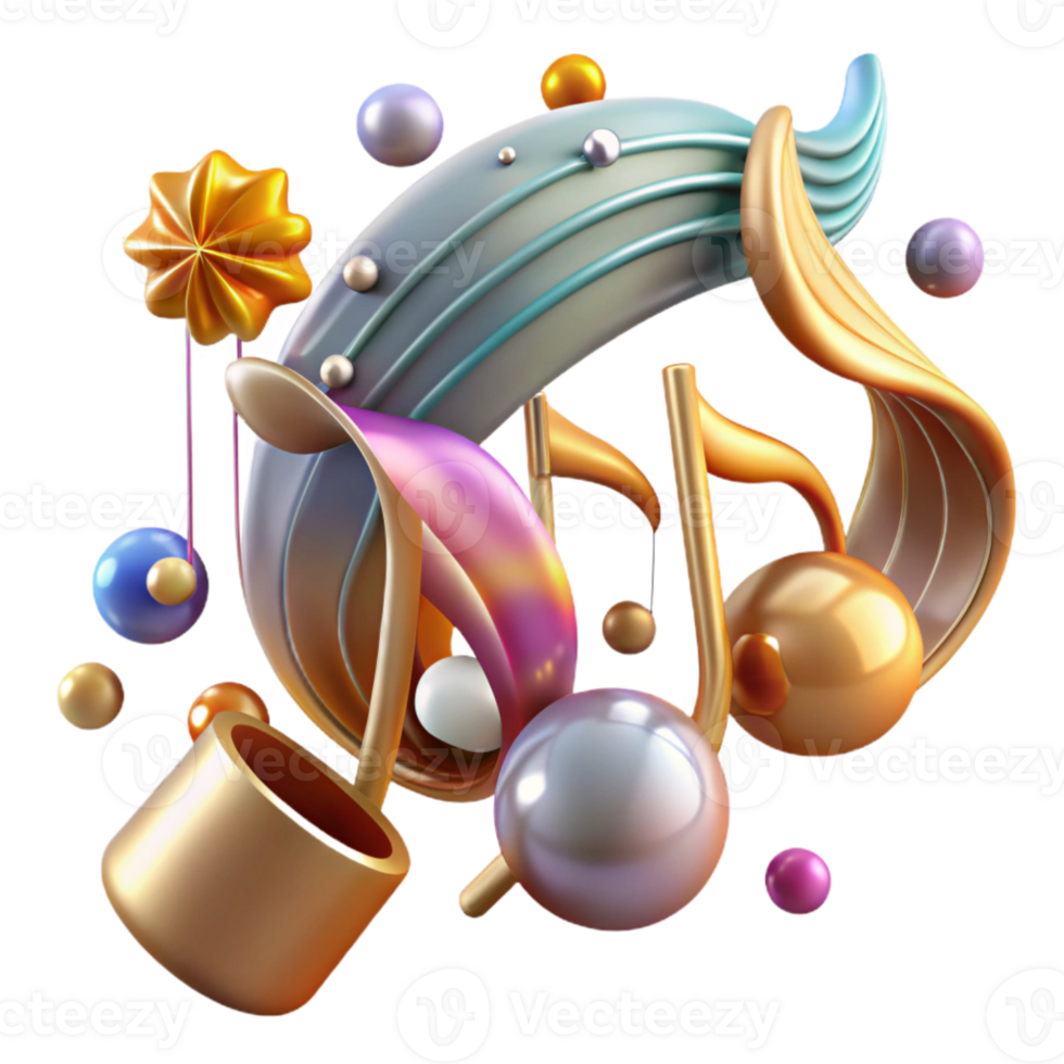 wonderful rustic Music Notes Flowing Cutout on Transparent Background exclusive png