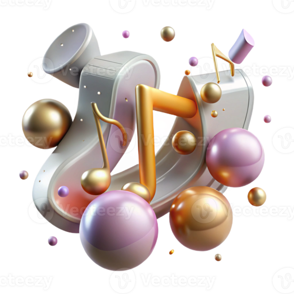 elegant abstract Music Notes Isolated with Sharp Detail high quality png