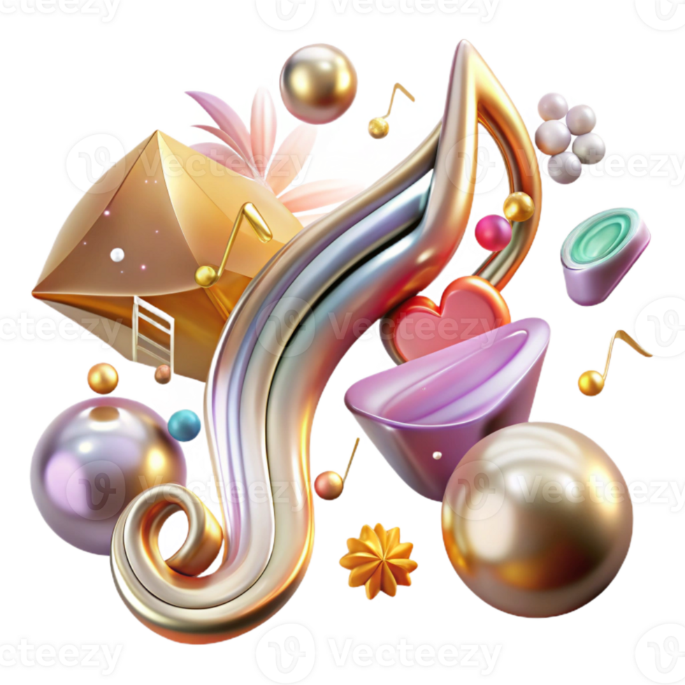 extraordinary modern Music Notes Transparent Background with Elegant Swirls high quality png