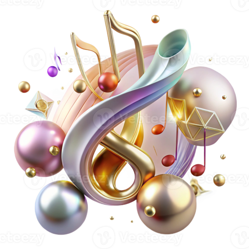 extraordinary creative Music Notes Transparent Background with Elegant Swirls professional png