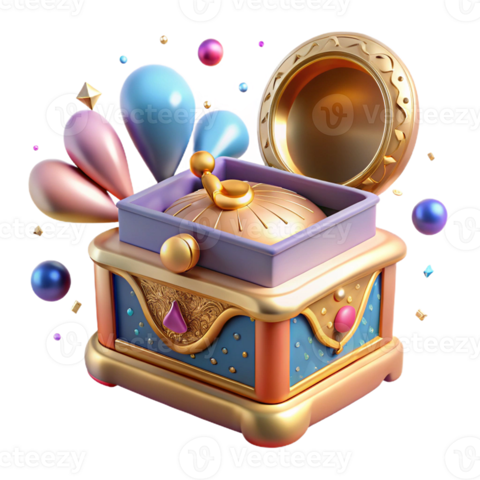 serene artistic Music Box Cutout with Ornate Design original png