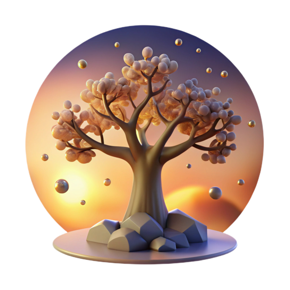 impressive classic Oak Tree Silhouette Against Sunset Sky Cutout high resolution png