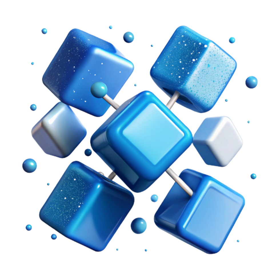 elegant classic Ocean Blue Connected Squares with Transparent Background professional png