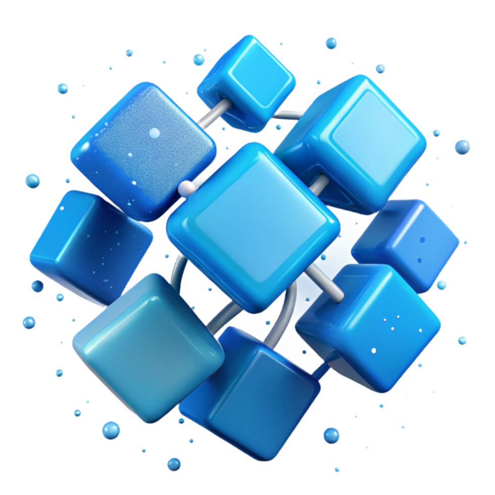 dramatic creative Ocean Blue Connected Squares with Transparent Background high quality png