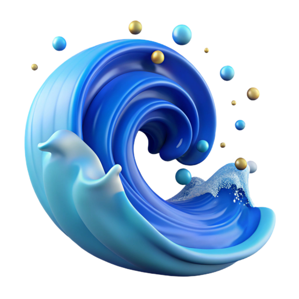 beautiful minimalist Ocean Wave Curling Crest Blue Water Cutout authentic png