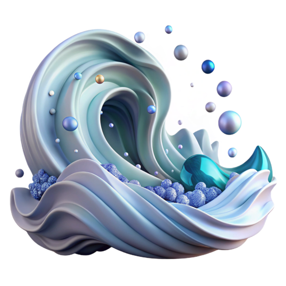 vibrant abstract Ocean Waves Crashing Isolated on Transparent Background png